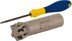 Iscar - 1-1/4" Cut Diam, 0.315" Max Depth of Cut, 1" Shank Diam, 4" OAL, Indexable Square Shoulder Helical End Mill - H490 AN.X 09 Inserts, Weldon Shank, 90° Lead Angle, Through Coolant, Series Helido - Apex Tool & Supply