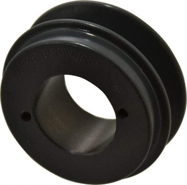 Browning - 1 Groove, 3/8 to 1-1/2 Bore Diam, 3.35" Outside Diam, QD Bushed V Belt Sheave - 2.6 A Diam Belt Pitch - Apex Tool & Supply