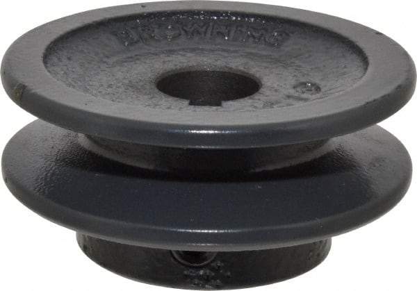 Browning - 5/8" Bore, 15/16 Long, 2-1/2" Outside Diam, Finished Bore Single Groove V Belt Sheave - 21/32" Wide, 1.96" Pitch Diam of 3L Belt, 2.3" Pitch Diam of 4L Belt - Apex Tool & Supply