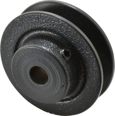Browning - 1/2" Bore, 15/16 Long, 2.8" Outside Diam, Finished Bore Single Groove V Belt Sheave - 21/32" Wide, 2.26" Pitch Diam of 3L Belt, 2.6" Pitch Diam of 4L Belt - Apex Tool & Supply