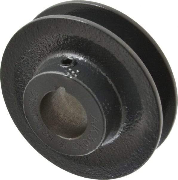 Browning - 7/8" Bore, 15/16 Long, 3.05" Outside Diam, Finished Bore Single Groove V Belt Sheave - 21/32" Wide, 2.46" Pitch Diam of 3L Belt, 2.8" Pitch Diam of 4L Belt - Apex Tool & Supply