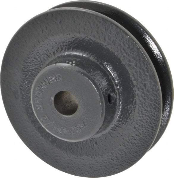 Browning - 1/2" Bore, 15/16 Long, 3.45" Outside Diam, Finished Bore Single Groove V Belt Sheave - 21/32" Wide, 2.86" Pitch Diam of 3L Belt, 3.2" Pitch Diam of 4L Belt - Apex Tool & Supply