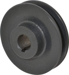 Browning - 3/4" Bore, 15/16 Long, 3.45" Outside Diam, Finished Bore Single Groove V Belt Sheave - 21/32" Wide, 2.86" Pitch Diam of 3L Belt, 3.2" Pitch Diam of 4L Belt - Apex Tool & Supply