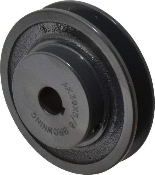 Browning - 5/8" Bore, 1-5/32 Long, 3-3/4" Outside Diam, Finished Bore Single Groove V Belt Sheave - 3/4" Wide, 3.16" Pitch Diam of 3L Belt, 3-1/2" Pitch Diam of 4L Belt - Apex Tool & Supply