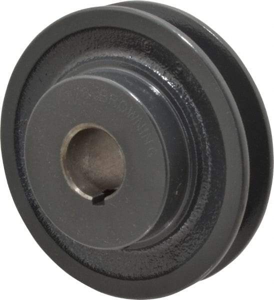 Browning - 7/8" Bore, 1-5/32 Long, 3-3/4" Outside Diam, Finished Bore Single Groove V Belt Sheave - 3/4" Wide, 3.16" Pitch Diam of 3L Belt, 3-1/2" Pitch Diam of 4L Belt - Apex Tool & Supply