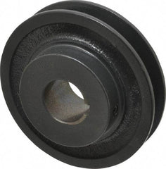 Browning - 1" Bore, 1-5/32 Long, 3-3/4" Outside Diam, Finished Bore Single Groove V Belt Sheave - 3/4" Wide, 3.16" Pitch Diam of 3L Belt, 3-1/2" Pitch Diam of 4L Belt - Apex Tool & Supply