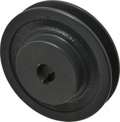 Browning - 5/8" Bore, 1-5/32 Long, 3.95" Outside Diam, Finished Bore Single Groove V Belt Sheave - 3/4" Wide, 3.36" Pitch Diam of 3L Belt, 3.7" Pitch Diam of 4L Belt - Apex Tool & Supply