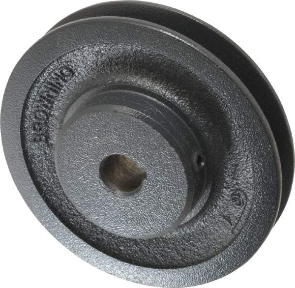 Browning - 5/8" Bore, 1-5/32 Long, 4.45" Outside Diam, Finished Bore Single Groove V Belt Sheave - 3/4" Wide, 3.86" Pitch Diam of 3L Belt, 4.2" Pitch Diam of 4L Belt - Apex Tool & Supply