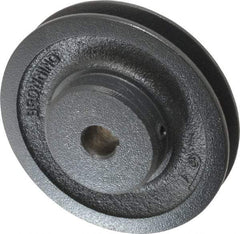 Browning - 5/8" Bore, 1-5/32 Long, 4.45" Outside Diam, Finished Bore Single Groove V Belt Sheave - 3/4" Wide, 3.86" Pitch Diam of 3L Belt, 4.2" Pitch Diam of 4L Belt - Apex Tool & Supply