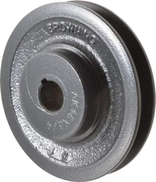 Browning - 3/4" Bore, 1-5/32 Long, 4.45" Outside Diam, Finished Bore Single Groove V Belt Sheave - 3/4" Wide, 3.86" Pitch Diam of 3L Belt, 4.2" Pitch Diam of 4L Belt - Apex Tool & Supply