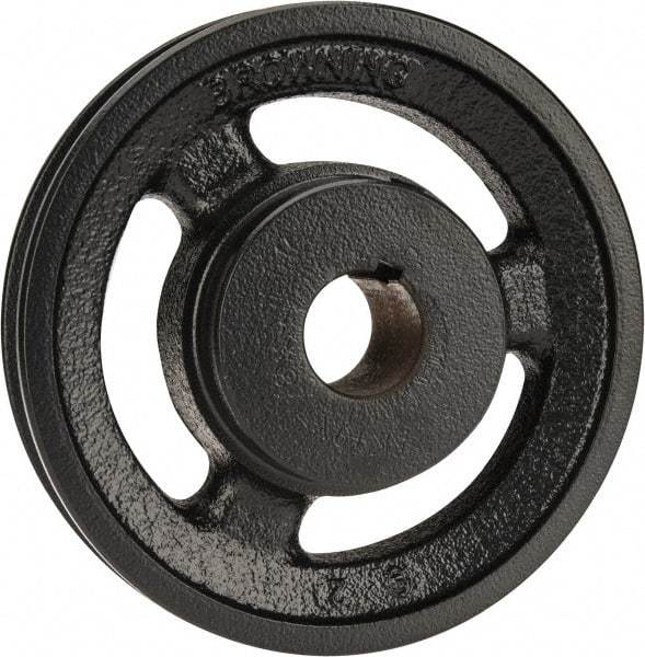 Browning - 7/8" Bore, 1-5/32 Long, 4-3/4" Outside Diam, Finished Bore Single Groove V Belt Sheave - 3/4" Wide, 4.16" Pitch Diam of 3L Belt, 4-1/2" Pitch Diam of 4L Belt - Apex Tool & Supply