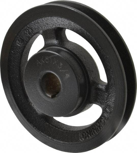 Browning - 3/4" Bore, 1-5/32 Long, 4.95" Outside Diam, Finished Bore Single Groove V Belt Sheave - 3/4" Wide, 4.36" Pitch Diam of 3L Belt, 4.7" Pitch Diam of 4L Belt - Apex Tool & Supply