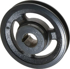 Browning - 1" Bore, 1-5/32 Long, 5.1" Outside Diam, Finished Bore Single Groove V Belt Sheave - 3/4" Wide, 4.36" Pitch Diam of 3L Belt, 4.7" Pitch Diam of 4L Belt - Apex Tool & Supply