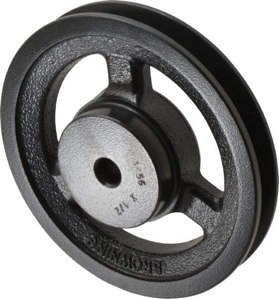 Browning - 1/2" Bore, 1-5/32 Long, 5.45" Outside Diam, Finished Bore Single Groove V Belt Sheave - 3/4" Wide, 4.86" Pitch Diam of 3L Belt, 5.2" Pitch Diam of 4L Belt - Apex Tool & Supply
