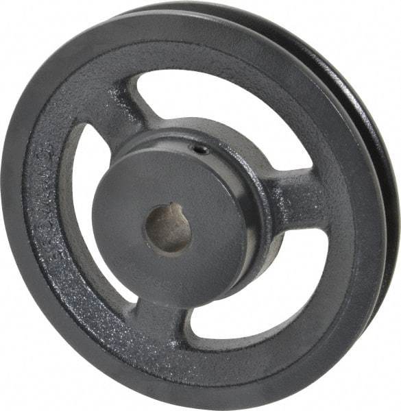 Browning - 5/8" Bore, 1-5/32 Long, 5.45" Outside Diam, Finished Bore Single Groove V Belt Sheave - 3/4" Wide, 4.86" Pitch Diam of 3L Belt, 5.2" Pitch Diam of 4L Belt - Apex Tool & Supply