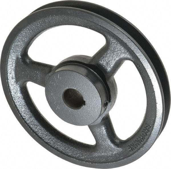 Browning - 3/4" Bore, 1-5/32 Long, 6-1/4" Outside Diam, Finished Bore Single Groove V Belt Sheave - 3/4" Wide, 5.66" Pitch Diam of 3L Belt, 6" Pitch Diam of 4L Belt - Apex Tool & Supply