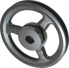 Browning - 3/4" Bore, 1-5/32 Long, 6-1/4" Outside Diam, Finished Bore Single Groove V Belt Sheave - 3/4" Wide, 5.66" Pitch Diam of 3L Belt, 6" Pitch Diam of 4L Belt - Apex Tool & Supply