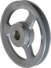 Browning - 7/8" Bore, 1-5/32 Long, 6-1/4" Outside Diam, Finished Bore Single Groove V Belt Sheave - 3/4" Wide, 5.66" Pitch Diam of 3L Belt, 6" Pitch Diam of 4L Belt - Apex Tool & Supply