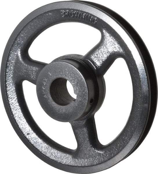 Browning - 1" Bore, 1-5/32 Long, 6-1/4" Outside Diam, Finished Bore Single Groove V Belt Sheave - 3/4" Wide, 5.66" Pitch Diam of 3L Belt, 6" Pitch Diam of 4L Belt - Apex Tool & Supply