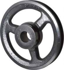 Browning - 1" Bore, 1-5/32 Long, 6-1/4" Outside Diam, Finished Bore Single Groove V Belt Sheave - 3/4" Wide, 5.66" Pitch Diam of 3L Belt, 6" Pitch Diam of 4L Belt - Apex Tool & Supply