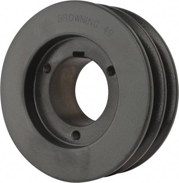 Browning - 2 Groove, 1/2 to 1-3/4 Bore Diam, 4.95" Outside Diam, QD Bushed V Belt Sheave - 4.2 A Diam Belt Pitch - Apex Tool & Supply