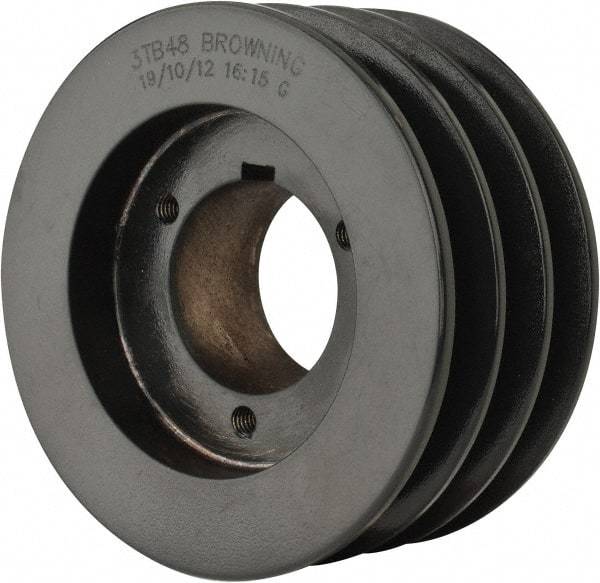 Browning - 3 Groove, 1/2 to 1-3/4 Bore Diam, 5.15" Outside Diam, QD Bushed V Belt Sheave - 4.4 A Diam Belt Pitch - Apex Tool & Supply