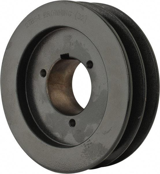 Browning - 2 Groove, 1/2 to 1-1/2 Bore Diam, 5-3/4" Outside Diam, QD Bushed V Belt Sheave - 5.0 A Diam Belt Pitch - Apex Tool & Supply