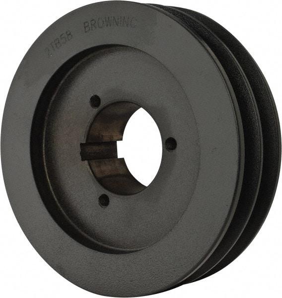 Browning - 2 Groove, 1/2 to 1-3/4 Bore Diam, 6.15" Outside Diam, QD Bushed V Belt Sheave - 5.4 A Diam Belt Pitch - Apex Tool & Supply