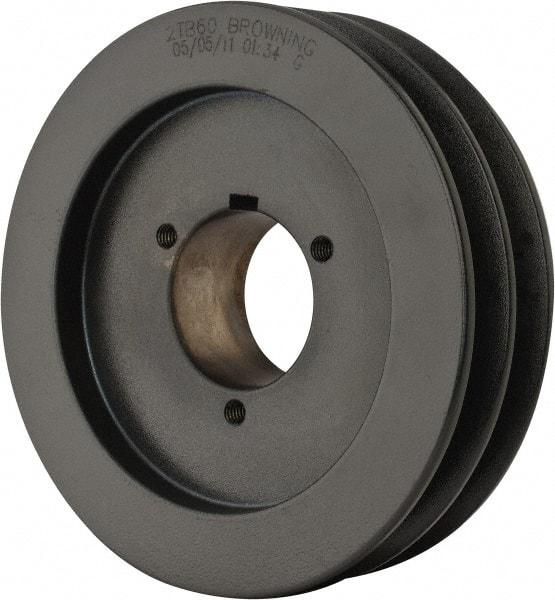 Browning - 2 Groove, 1/2 to 1-3/4 Bore Diam, 6.35" Outside Diam, QD Bushed V Belt Sheave - 5.6 A Diam Belt Pitch - Apex Tool & Supply