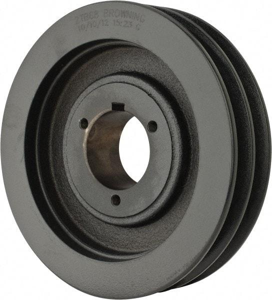 Browning - 2 Groove, 1/2 to 1-3/4 Bore Diam, 7.15" Outside Diam, QD Bushed V Belt Sheave - 6.4 A Diam Belt Pitch - Apex Tool & Supply