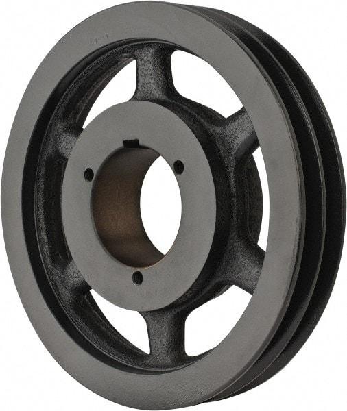 Browning - 2 Groove, 3/4 to 2-11/16 Bore Diam, 9-3/4" Outside Diam, QD Bushed V Belt Sheave - 9.0 A Diam Belt Pitch - Apex Tool & Supply