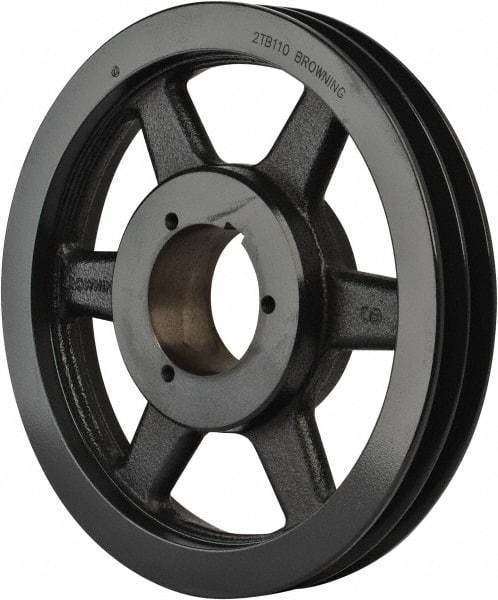 Browning - 2 Groove, 3/4 to 2-11/16 Bore Diam, 11.35" Outside Diam, QD Bushed V Belt Sheave - 10.6 A Diam Belt Pitch - Apex Tool & Supply