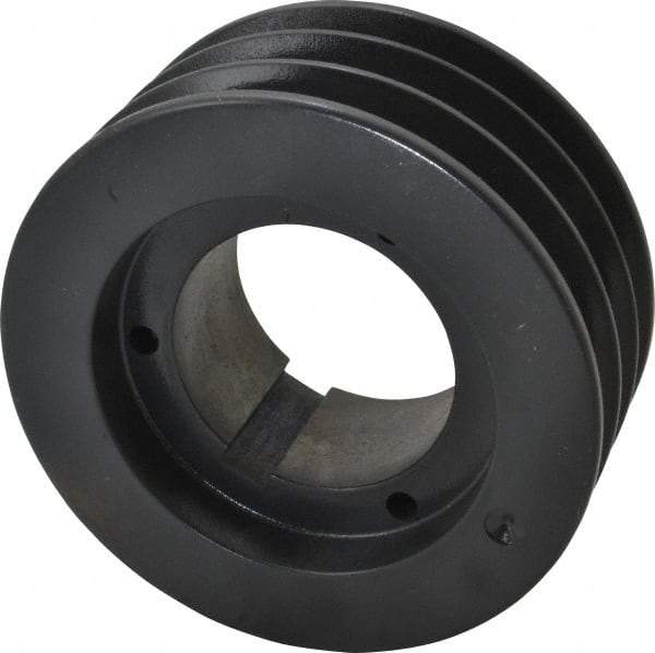 Browning - 3 Groove, 3/4 to 2-11/16 Bore Diam, 5-3/4" Outside Diam, QD Bushed V Belt Sheave - 5.0 A Diam Belt Pitch - Apex Tool & Supply