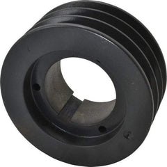 Browning - 3 Groove, 3/4 to 2-11/16 Bore Diam, 5-3/4" Outside Diam, QD Bushed V Belt Sheave - 5.0 A Diam Belt Pitch - Apex Tool & Supply