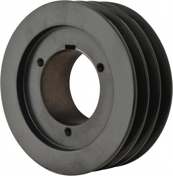 Browning - 3 Groove, 3/4 to 2-11/16 Bore Diam, 6.55" Outside Diam, QD Bushed V Belt Sheave - 5.8 A Diam Belt Pitch - Apex Tool & Supply