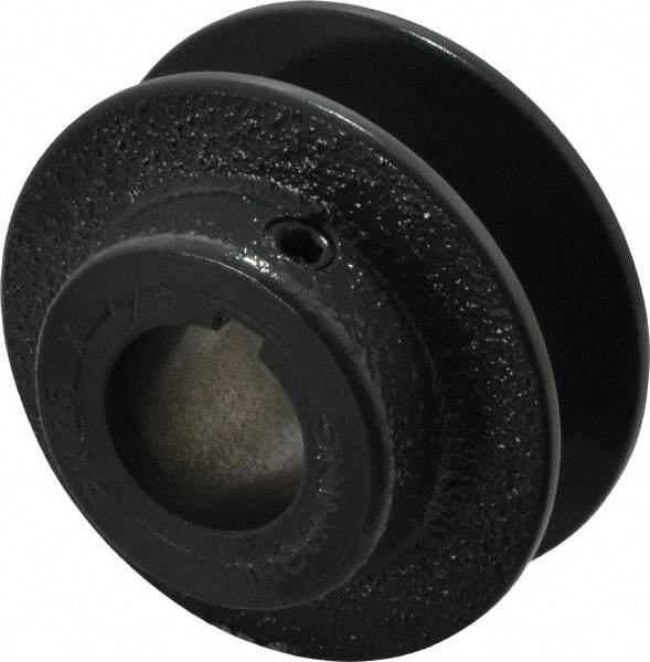 Browning - 7/8" Bore, 1-1/16 Long, 2-1/2" Outside Diam, Finished Bore Single Groove V Belt Sheave - 13/16" Wide, 2.3 Belt Pitch B, 1.9" Pitch Diam of 4L Belt - Apex Tool & Supply