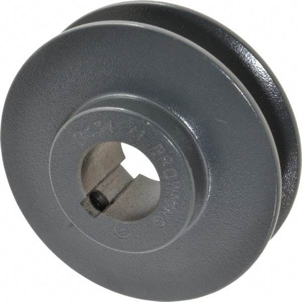 Browning - 1" Bore, 1-5/32 Long, 3.55" Outside Diam, Finished Bore Single Groove V Belt Sheave - 7/8" Wide, 3.2 Belt Pitch B, 2.8" Pitch Diam of 4L Belt - Apex Tool & Supply