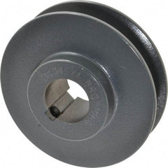 Browning - 1" Bore, 1-5/32 Long, 3.55" Outside Diam, Finished Bore Single Groove V Belt Sheave - 7/8" Wide, 3.2 Belt Pitch B, 2.8" Pitch Diam of 4L Belt - Apex Tool & Supply