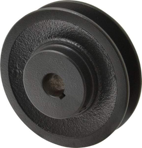 Browning - 5/8" Bore, 1-5/32 Long, 3-3/4" Outside Diam, Finished Bore Single Groove V Belt Sheave - 7/8" Wide, 3.4 Belt Pitch B, 3" Pitch Diam of 4L Belt - Apex Tool & Supply
