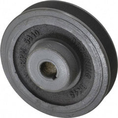 Browning - 5/8" Bore, 1-5/32 Long, 4-1/4" Outside Diam, Finished Bore Single Groove V Belt Sheave - 7/8" Wide, 3.9 Belt Pitch B, 3-1/2" Pitch Diam of 4L Belt - Apex Tool & Supply