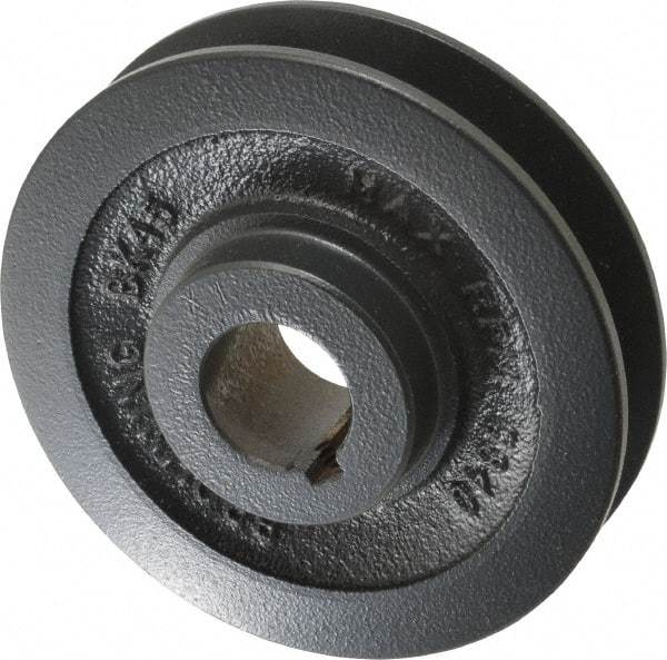 Browning - 1" Bore, 1-5/32 Long, 4-1/4" Outside Diam, Finished Bore Single Groove V Belt Sheave - 7/8" Wide, 3.9 Belt Pitch B, 3-1/2" Pitch Diam of 4L Belt - Apex Tool & Supply