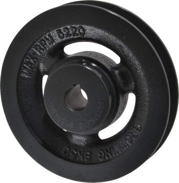 Browning - 5/8" Bore, 1-5/32 Long, 5" Outside Diam, Finished Bore Single Groove V Belt Sheave - 7/8" Wide, 4.4 Belt Pitch B, 4" Pitch Diam of 4L Belt - Apex Tool & Supply