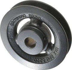 Browning - 3/4" Bore, 1-5/32 Long, 5" Outside Diam, Finished Bore Single Groove V Belt Sheave - 7/8" Wide, 4.4 Belt Pitch B, 4" Pitch Diam of 4L Belt - Apex Tool & Supply