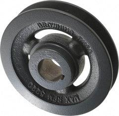 Browning - 1" Bore, 1-5/32 Long, 4-3/4" Outside Diam, Finished Bore Single Groove V Belt Sheave - 7/8" Wide, 4.4 Belt Pitch B, 4" Pitch Diam of 4L Belt - Apex Tool & Supply