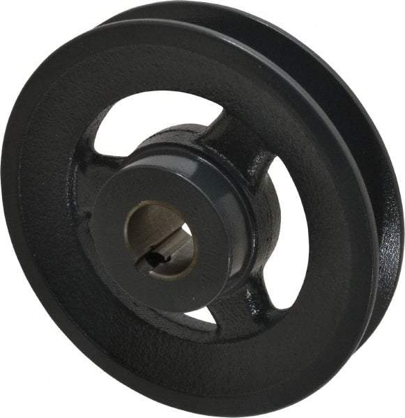 Browning - 7/8" Bore, 1-5/32 Long, 4.95" Outside Diam, Finished Bore Single Groove V Belt Sheave - 7/8" Wide, 4.6 Belt Pitch B, 4.2" Pitch Diam of 4L Belt - Apex Tool & Supply