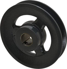 Browning - 7/8" Bore, 1-5/32 Long, 4.95" Outside Diam, Finished Bore Single Groove V Belt Sheave - 7/8" Wide, 4.6 Belt Pitch B, 4.2" Pitch Diam of 4L Belt - Apex Tool & Supply