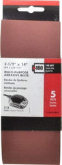 Porter-Cable - 2-1/2" Wide x 14" OAL, 180 Grit, Aluminum Oxide Abrasive Belt - Aluminum Oxide, Fine, Coated, X Weighted Cloth Backing - Apex Tool & Supply