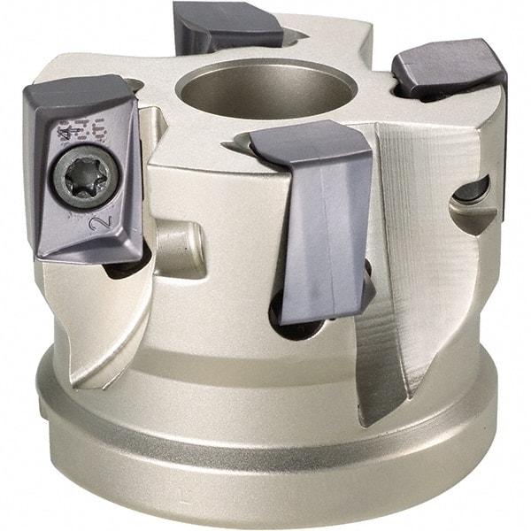 Iscar - 5 Inserts, 3" Cut Diam, 1" Arbor Diam, 0.642" Max Depth of Cut, Indexable Square-Shoulder Face Mill - 0/90° Lead Angle, 2" High, H490 AN.X 1706 Insert Compatibility, Through Coolant, Series Helido - Apex Tool & Supply