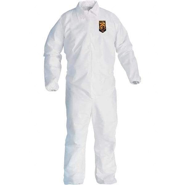 KleenGuard - Size 2XL Film Laminate General Purpose Coveralls - White, Zipper Closure, Elastic Cuffs, Elastic Ankles, Serged Seams - Apex Tool & Supply