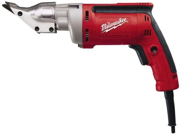 Milwaukee Tool - 2,500 SPM, 120 Volt, Pistol Grip Handle, Handheld Electric Shear - 18 Gauge (Steel) & 20 Gauge (Stainless Steel) Cutting Capacity - Apex Tool & Supply